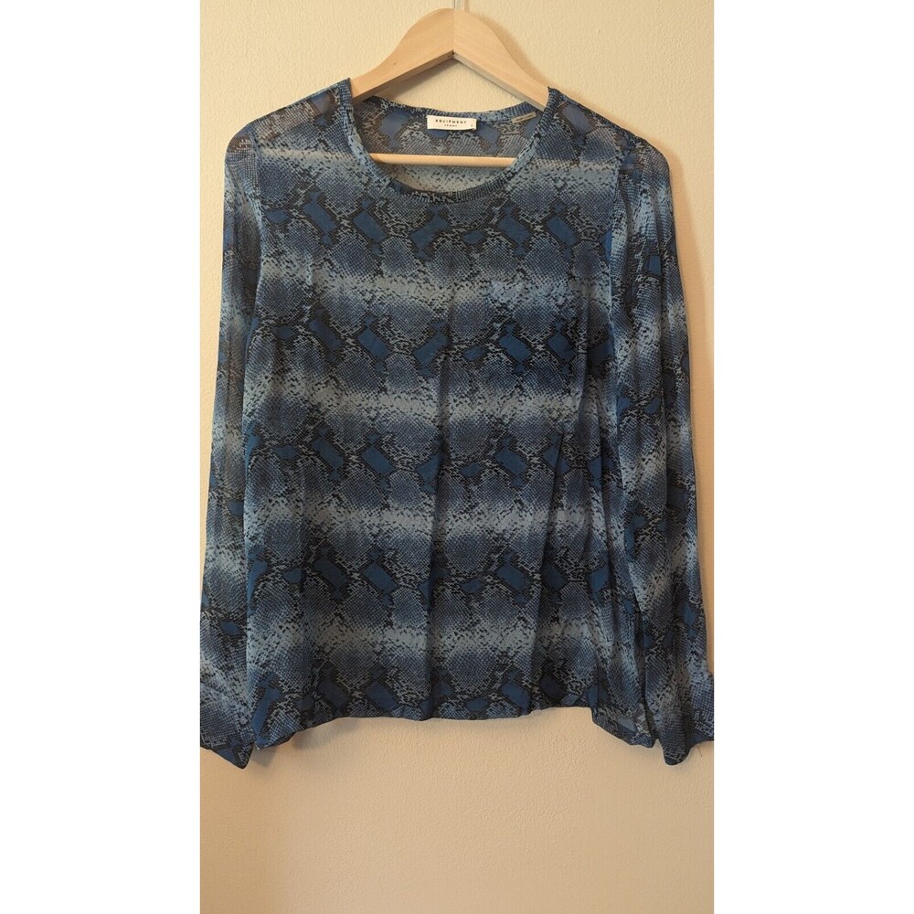 Equipment Silk Python Print Crew Neck Blouse Blue… - image 1